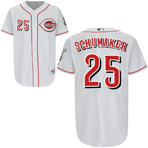 Skip Schumaker #25 Youth Baseball Jersey-Cincinnati Reds Authentic Home White Cool Base MLB Jersey